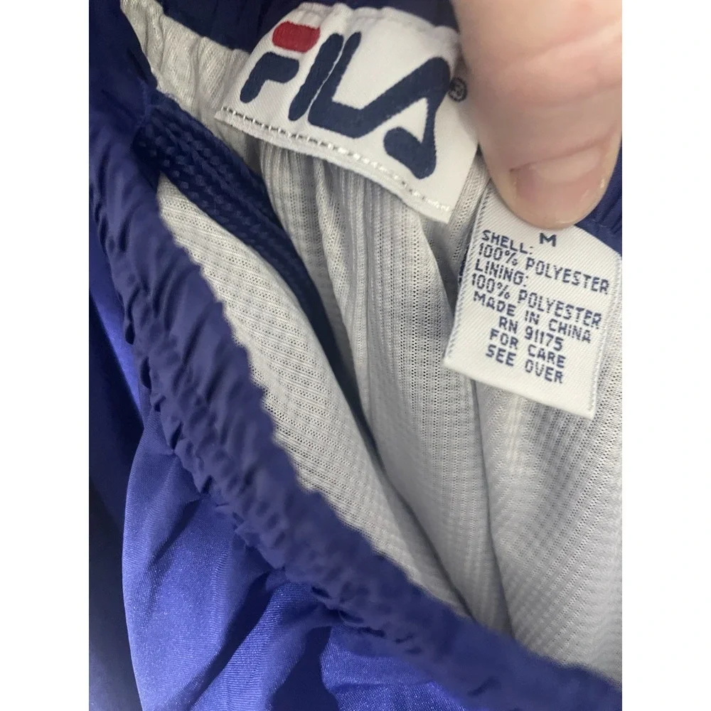 Vintage 90's FILA Baggy Fit Windbreaker Track Sweat Pants Size‎ M Blue Lined